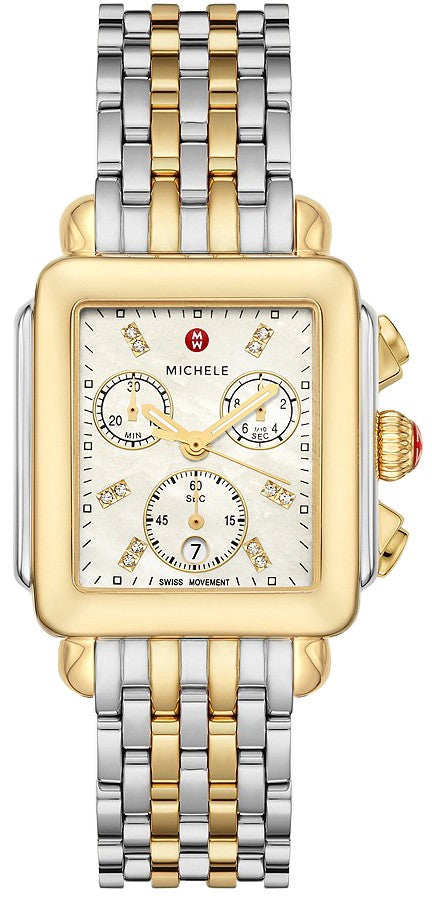 Michele Deco Two-Tone 18K Gold Diamond Dial Women's Watch MWW06A000779