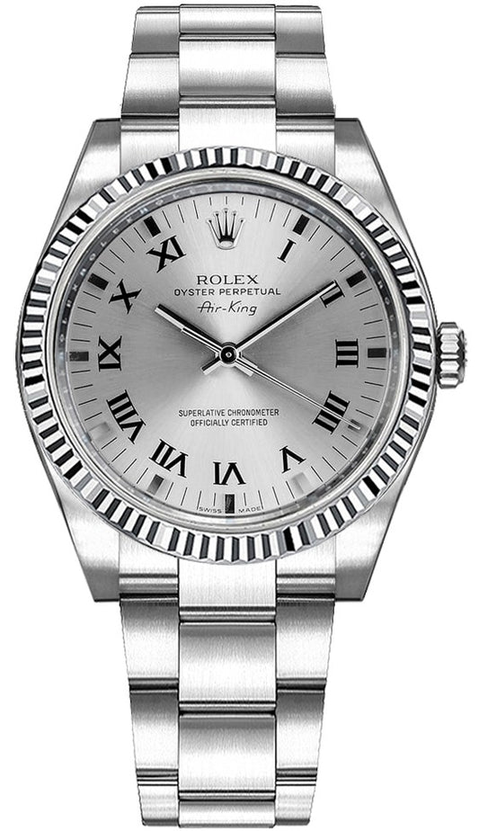 Rolex Oyster Perpetual Air-King Stainless Steel & Gold Bezel Watch 114234