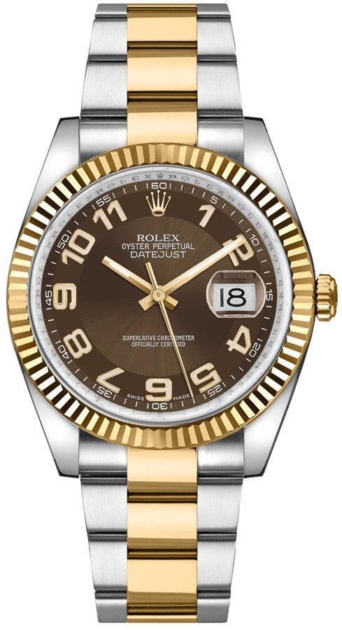 Rolex Datejust 36 Solid 18K Yellow Gold Fluted Bezel Watch 116233-0220