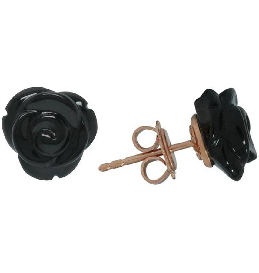Mimi Milano 18k Rose Gold Black Agate Women's Earrings O205C80-PS-37
