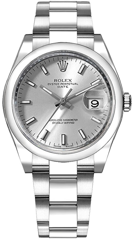 Rolex Oyster Perpetual Date 34 Silver Dial Women's Watch 115200-0006