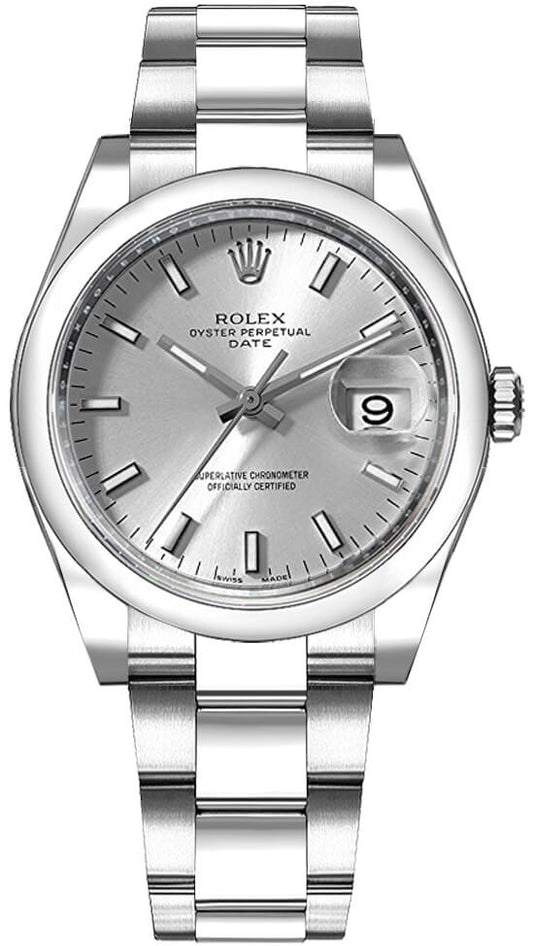 Rolex Oyster Perpetual Date 34 Silver Dial Women's Watch 115200-0006