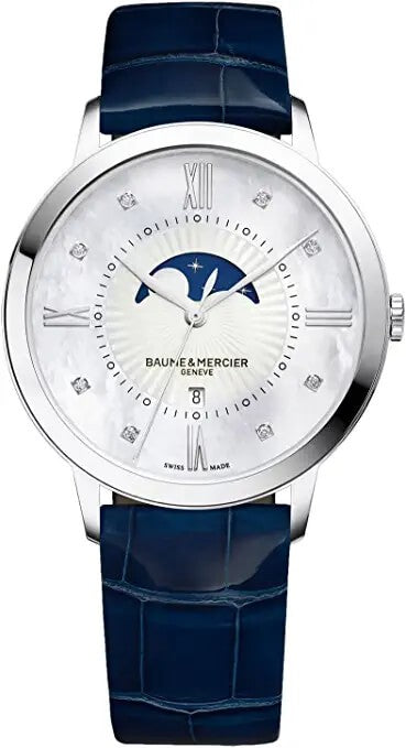 Baume & Mercier Classima Mother of Pearl Blue Leather Women's Watch 10226