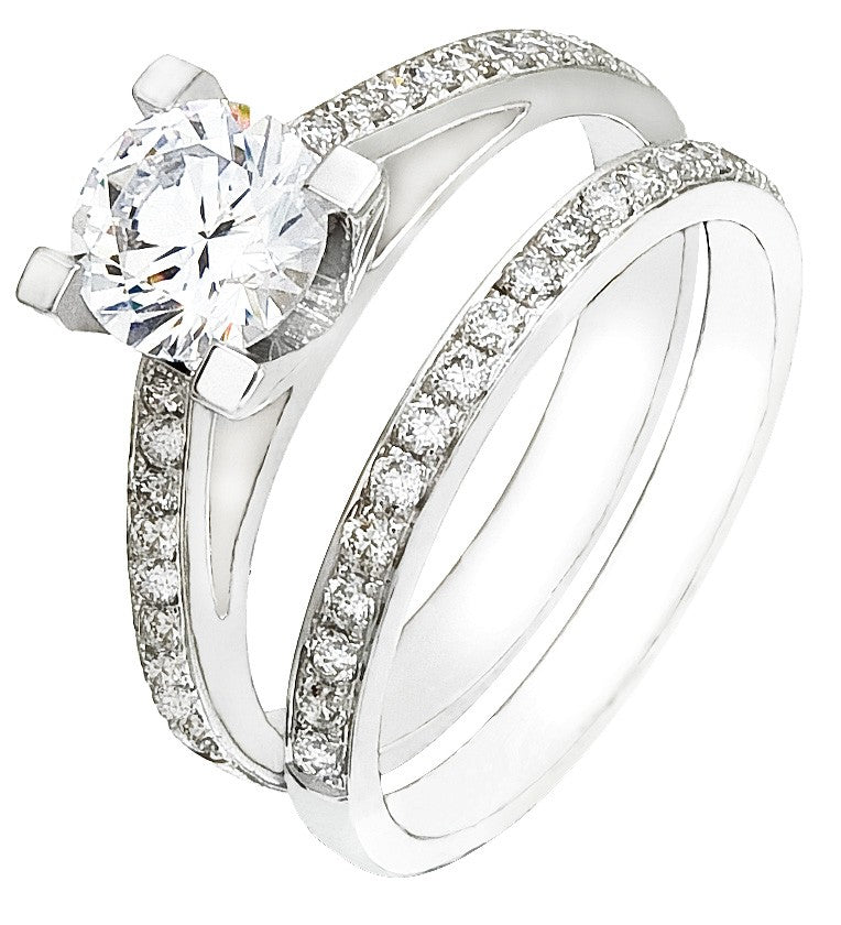 Diamond Wedding Ring Set, .44 Carat Diamonds on 14k White Gold RWG331