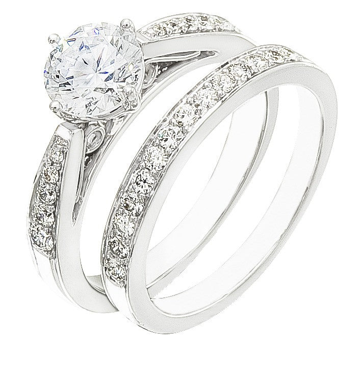 Diamond Wedding Ring Set, .38 Carat Diamonds on 14K White Gold
