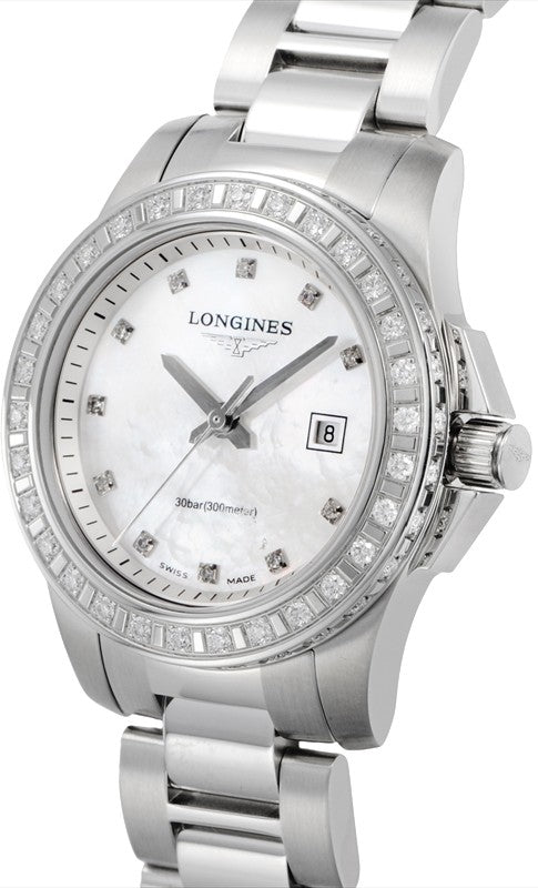 Longines Conquest White Pearl & Diamonds Women's Watch L3.258.0.88.6
