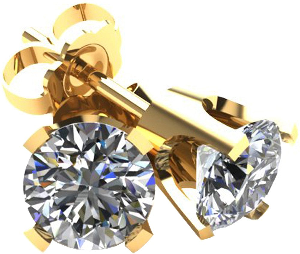 .75 TCW Diamond Stud Solitaire 14K Solid Yellow Gold Earrings 3PE75Y