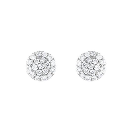 Diamond Cluster Earrings, 0.45 Carat on Solid 18k White Gold