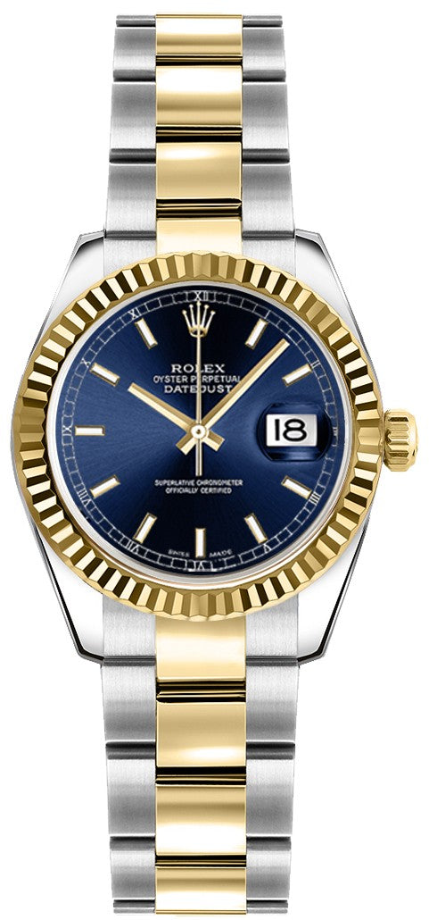 Rolex Lady-Datejust 26 Blue Dial Oyster Bracelet Watch 179173