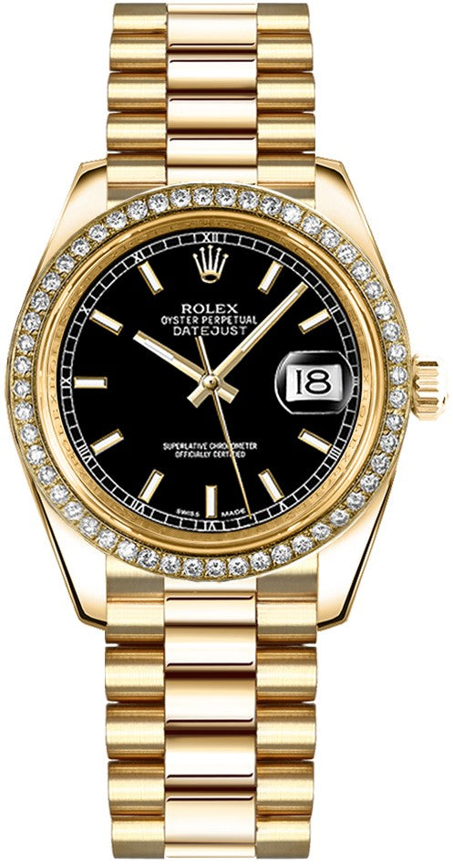Rolex Datejust 31 Black Dial Gold Watch 178288