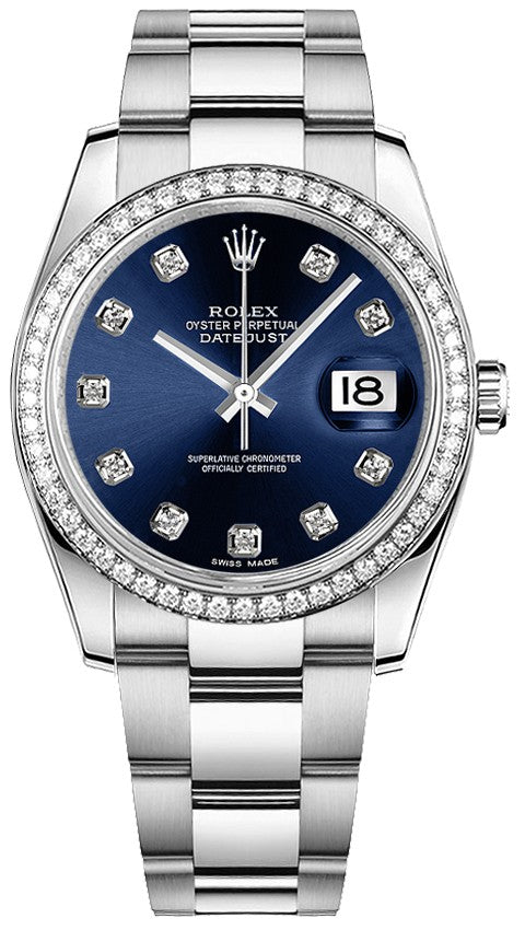 Rolex Datejust 36 Blue Diamond Oyster Bracelet Watch 116244