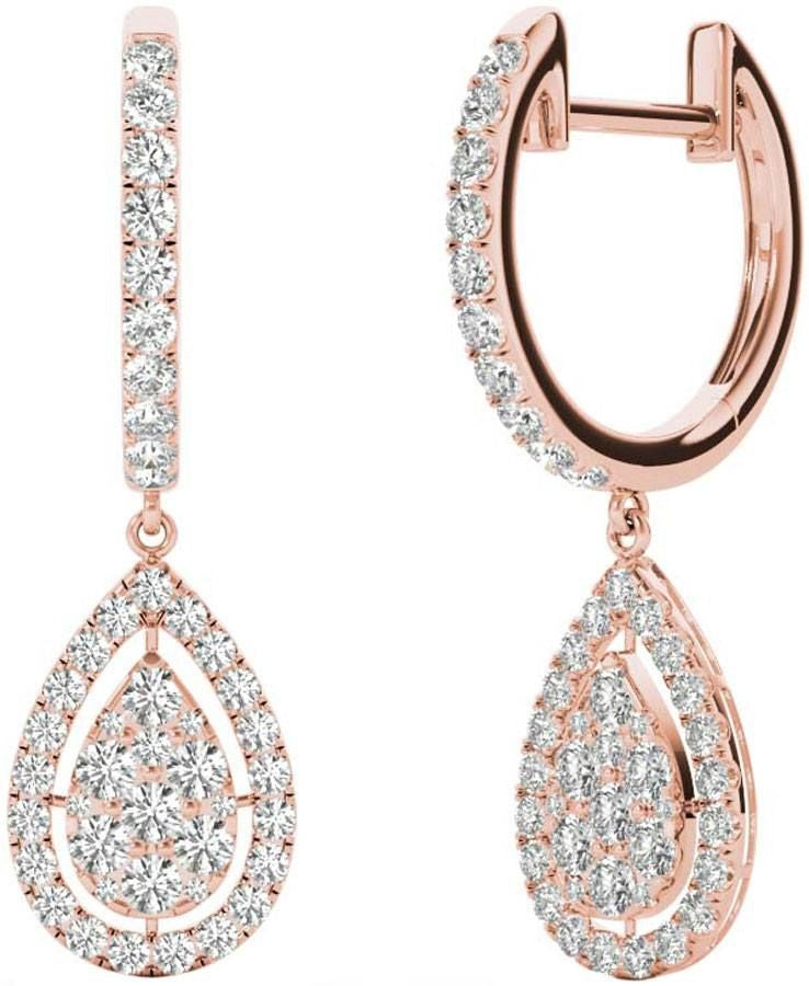 Diamond Earrings, 1.0 Carat Diamonds on Solid 18k Rose Gold E20239R