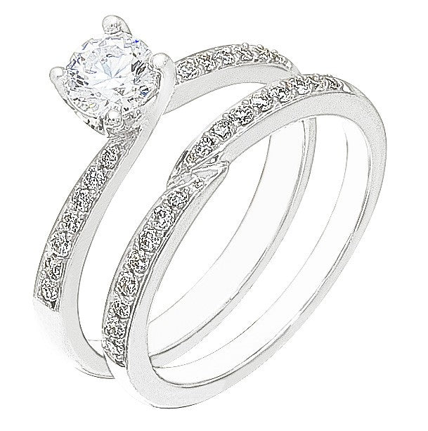 Diamond Wedding Ring Set, .24 Carat Diamonds on 14K White Gold
