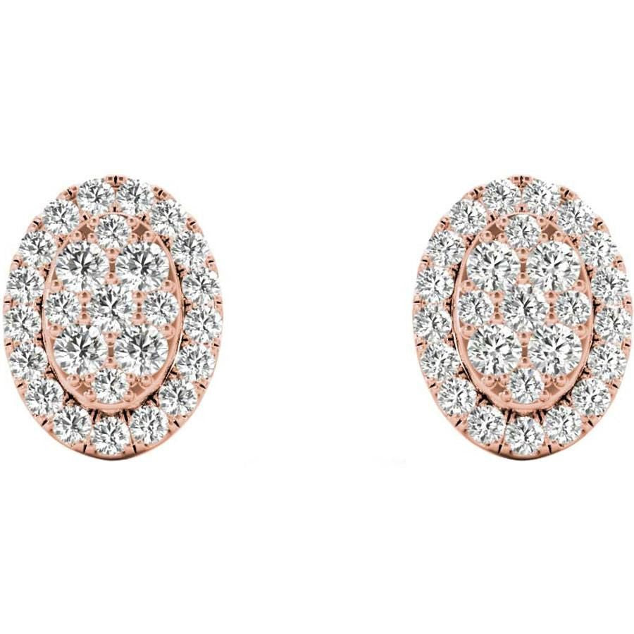 .31 TCW Rose Gold Diamond Halo Pave Earrings E20237R