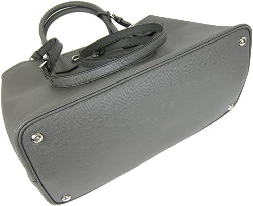 Women's Prada Grey Saffiano Cuir Double Medium Tote Bag