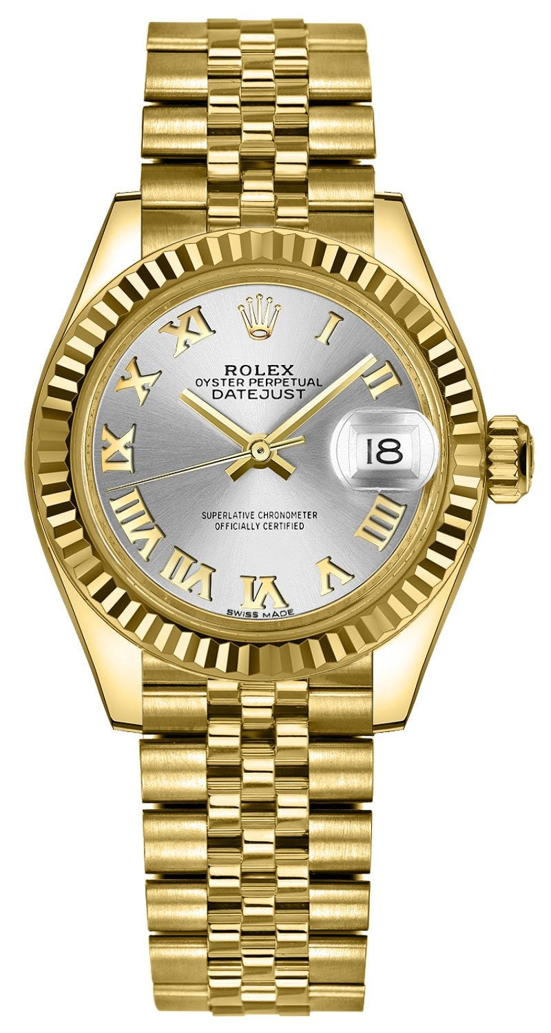 Rolex Lady-Datejust 28 Silver Roman Numeral Dial Watch 279178-0021