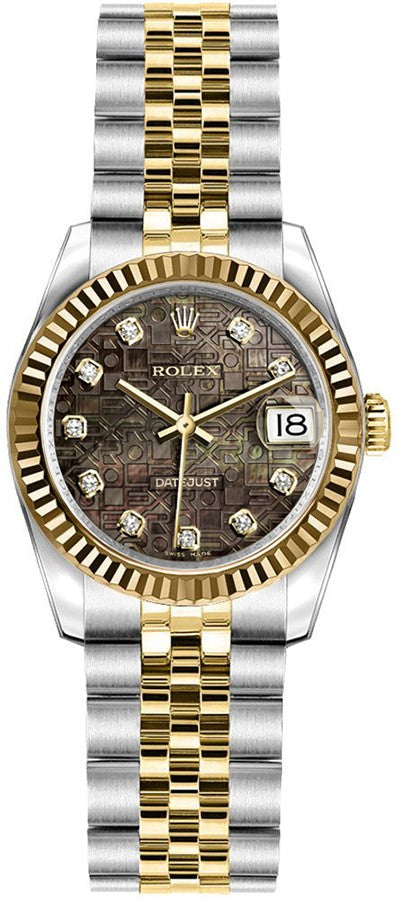 Rolex Lady-Datejust 26 Black Mother of Pearl Jubilee Dial Women's Watch 179173