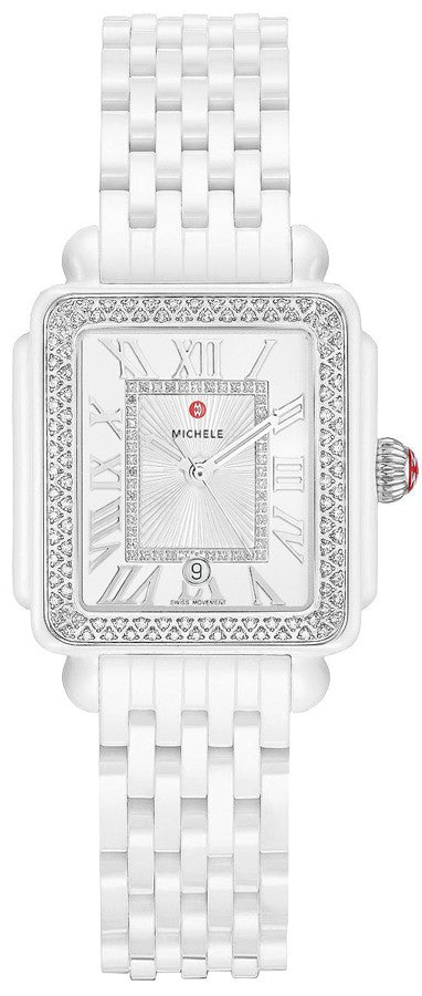 Michele Deco Madison Mid White Ceramic Women's Watch MWW06G000026