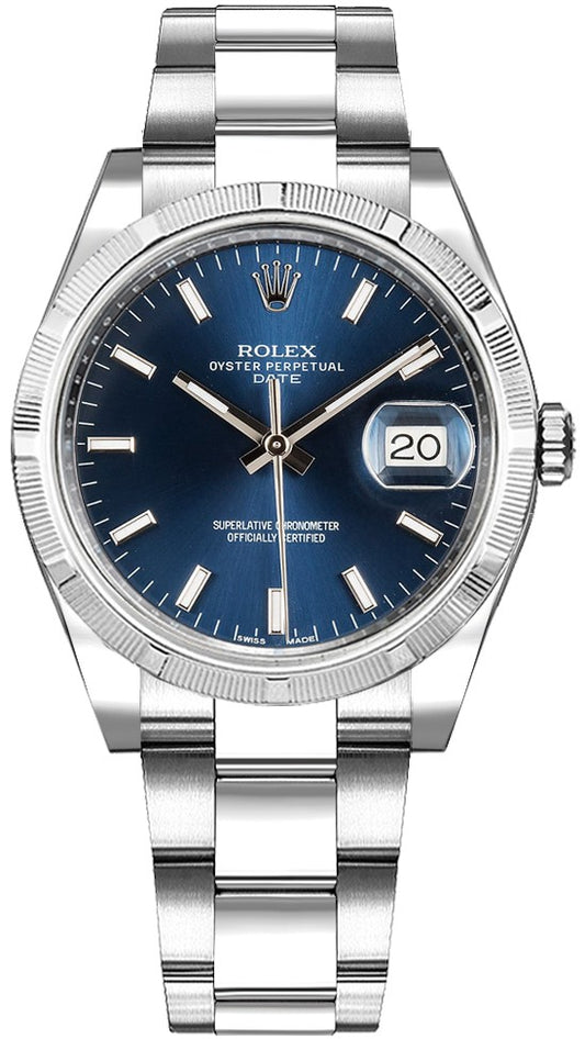 Rolex Oyster Perpetual Date 34 Blue Dial Watch 115210