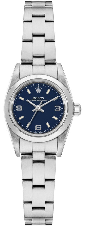 Rolex Oyster Perpetual 24 Blue Dial Domed Bezel Women's Watch 67180