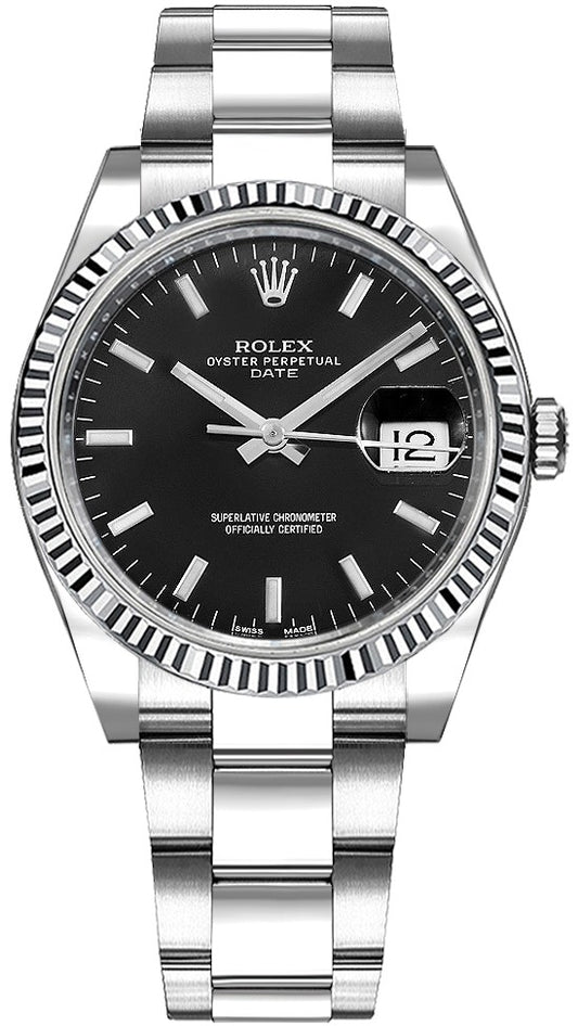Rolex Oyster Perpetual Date 34 Black Dial Watch 115234-0002