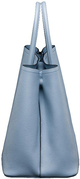 Pale Blue Prada Saffiano Cuir Double Large Tote Bag