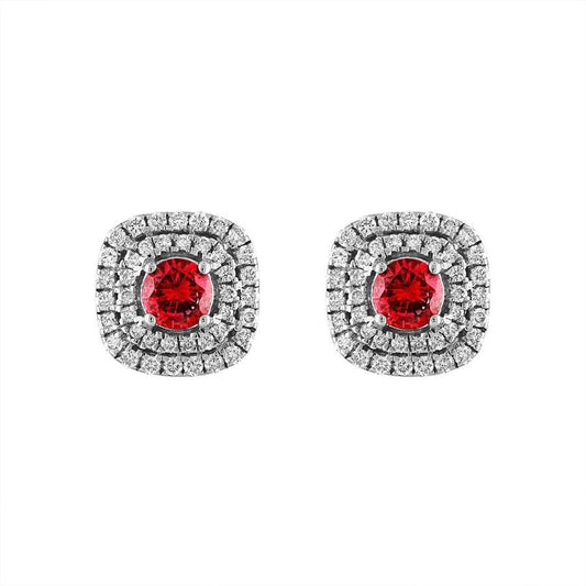 Diamond Ruby Earrings on Solid 18k White Gold