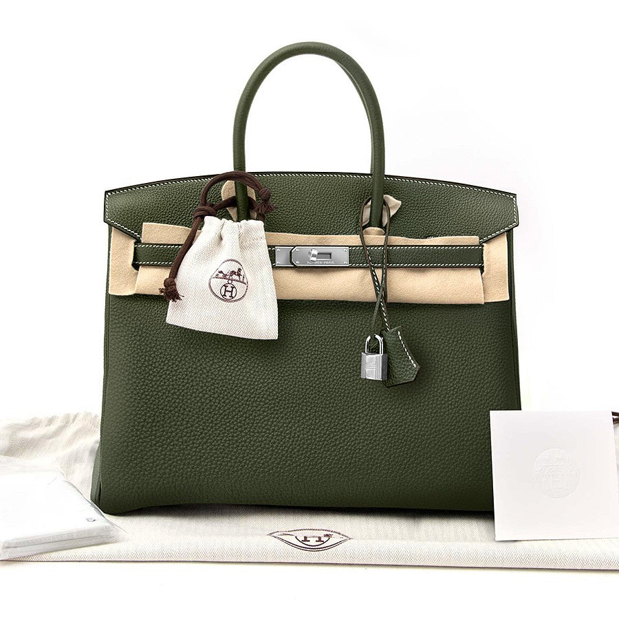Hermes Togo Birkin 35 Bag Canopee Green