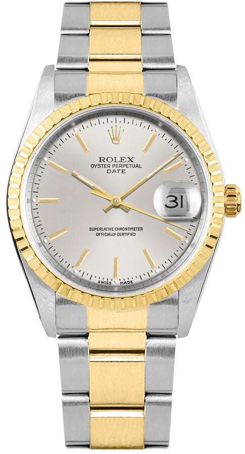 Rolex Oyster Perpetual Date 34 Steel & Yellow Gold Unisex Watch 15223