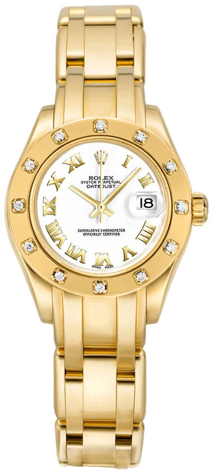 Rolex Pearlmaster Solid 18k Gold Diamond Women's Watch 80318-0054