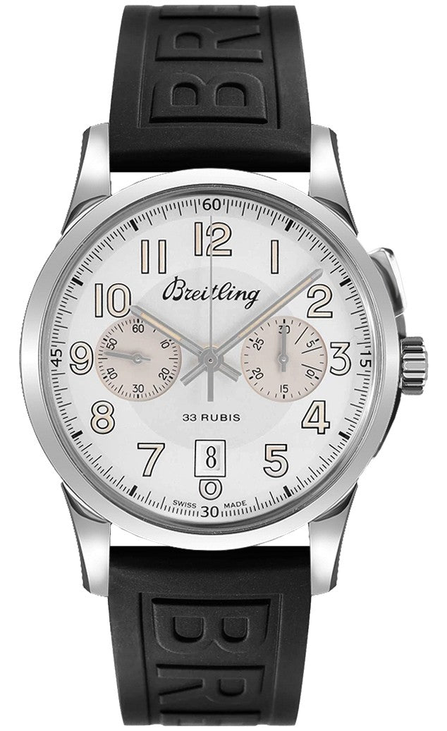 Breitling Transocean Chronograph Silver Dial 43mm Men's Watch 1915 AB141112/G799-153S