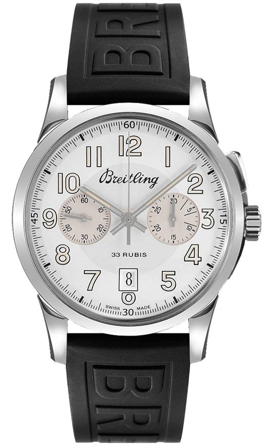 Breitling Transocean Chronograph Silver Dial 43mm Men's Watch 1915 AB141112/G799-153S