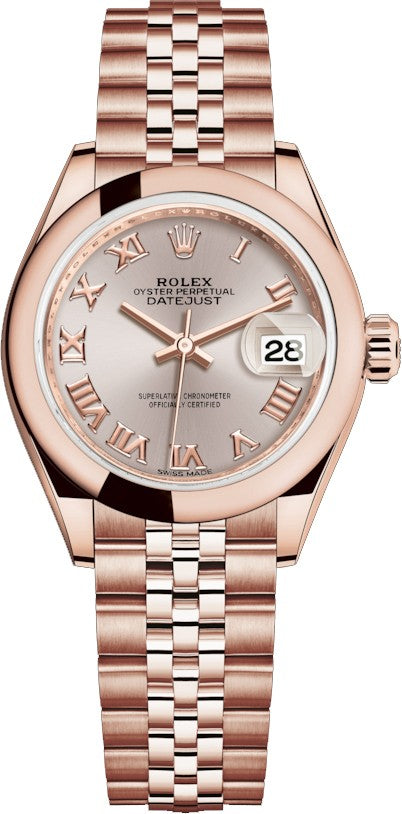 Rolex Lady-Datejust 28 Roman Numeral Jubilee Bracelet Watch 279165-0010