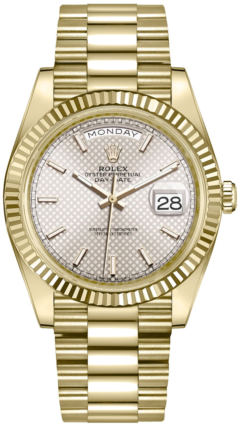 Rolex Day-Date 40 Silver Dial Solid Gold Watch 228238-0008