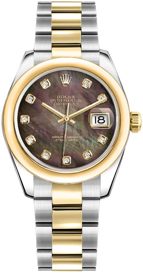 Rolex Datejust 31 Black Mother of Pearl Diamond Women's Watch 178243-0068