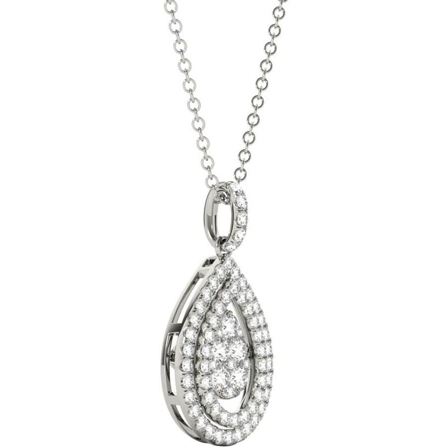 Diamond Triple Pear Pendant, .63 Carat on Solid 18k White Gold P21957W