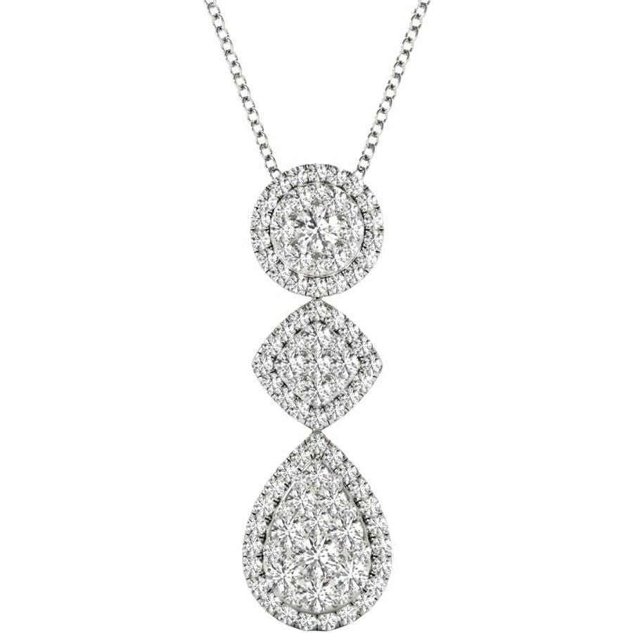 Diamond Pendant, 1.08 Carat on Solid 18k White Gold P21968W