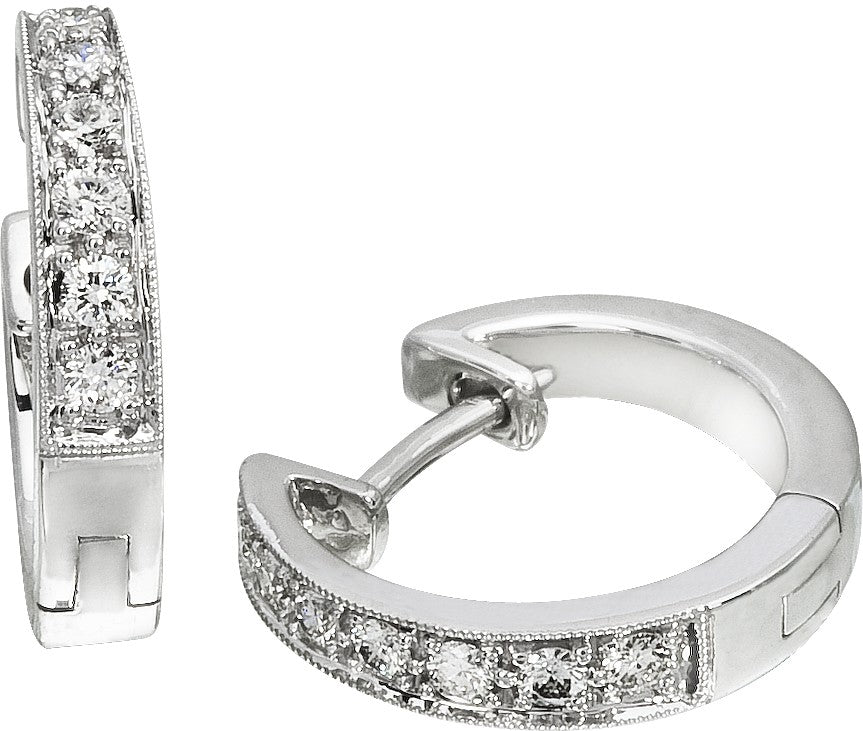 Diamond Earrings, .23 Carat Round Diamonds on 18K White Gold