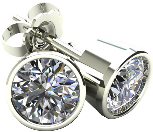 1.0 TCW Diamond Stud White Gold Earrings 3BE100W