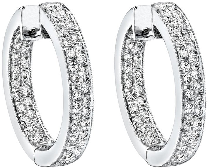 Diamond Earrings, .90 Carat Round Diamonds on 18K White Gold
