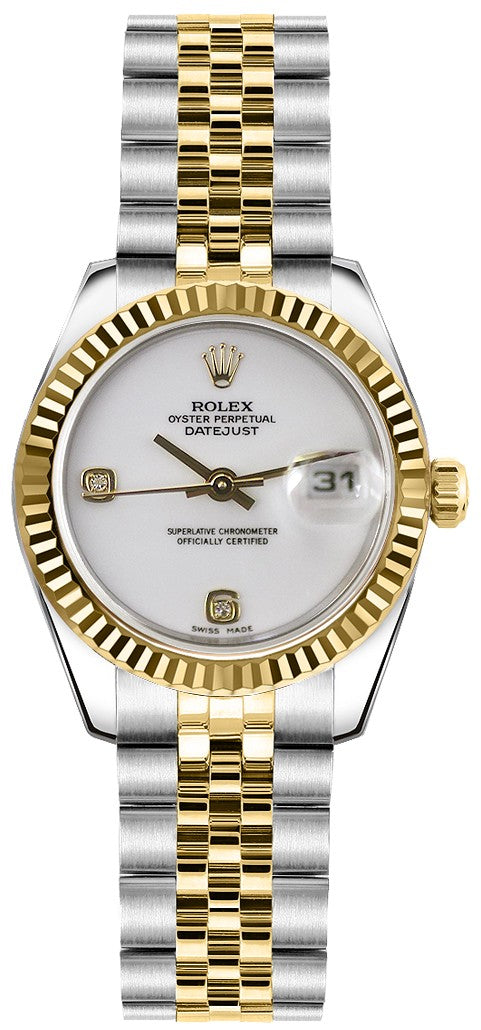 Rolex Lady-Datejust 26 White Diamond Dial Jubilee Bracelet Watch 179173