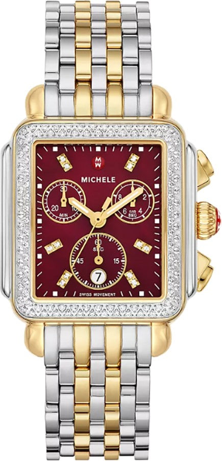 Michele Deco Steel 18k Yellow Gold Diamonds Women's Watch MWW06A000799