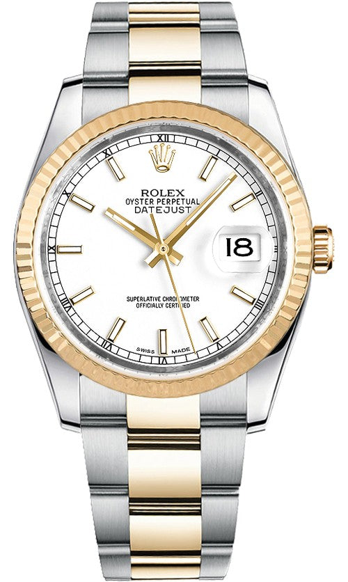 Rolex Datejust 36 Gold Fluted Bezel Watch 116233-0171