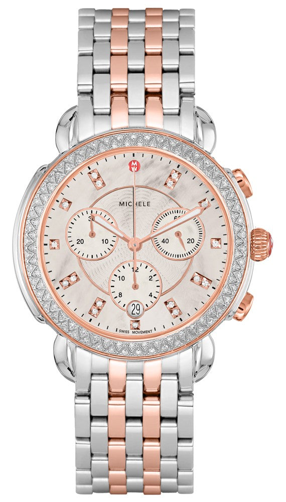 Michele Sidney Rose Gold Two-Tone Diamond Women's Watch MWW30A000036