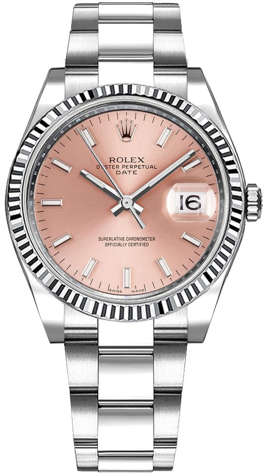 Rolex Oyster Perpetual Date 34 Pink Dial Automatic Watch 115234-0006