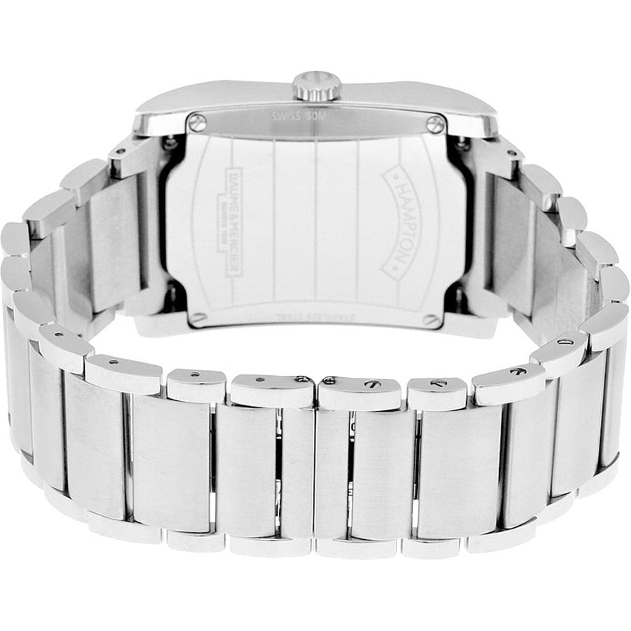 Baume & Mercier Hampton Rectangular Stainless Steel Diamond Luxury Watch 10022
