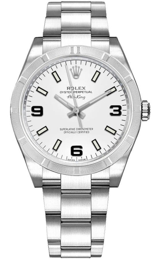 Rolex Oyster Perpetual Air-King White Dial Women's Watch 114210