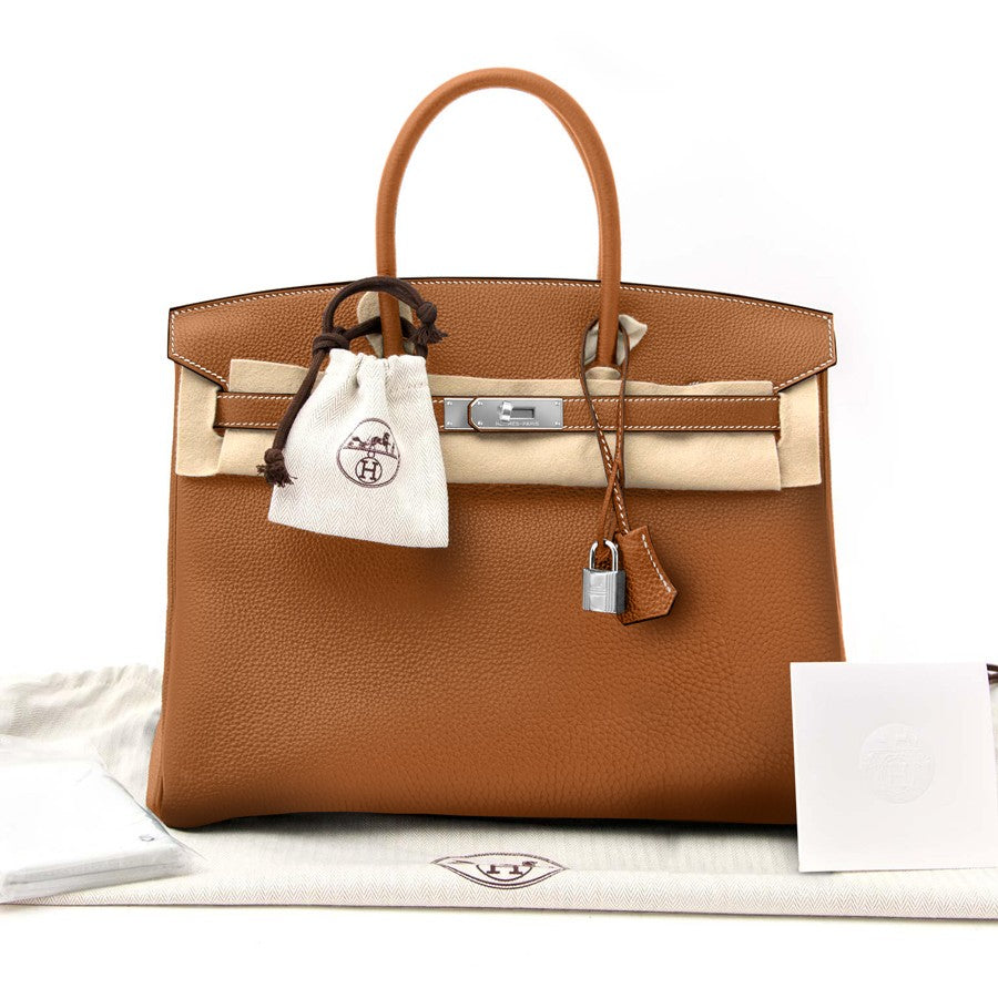 Hermes Birkin Bag 35 Gold Togo Leather