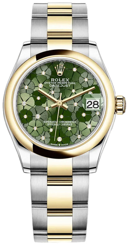 Rolex Datejust 31 Green Floral Diamond Dial Women's Watch 278243-0031