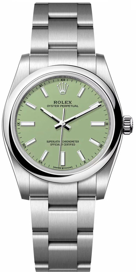 Rolex Oyster Perpetual 34 Pistachio Dial Women's Watch 124200-0006